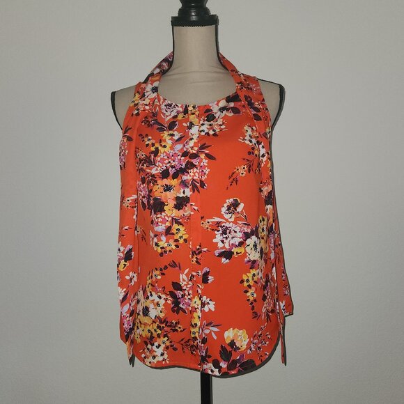 A New Day Sleeveless Floral Button-Up Keyhole Tie-Neck Blouse – Women’s Size XS - Picture 5 of 14